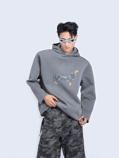 Dog Print Oversize Pullover Hoodie WN9235