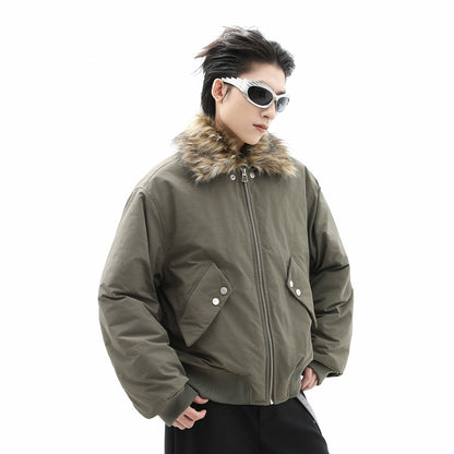 Detachable Fur Collar Thickened Short Utility Puffer Jacket WN10363