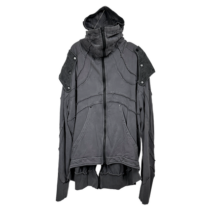 Detachable Shoulder Washed Zipper Hooded Jacket WN22001