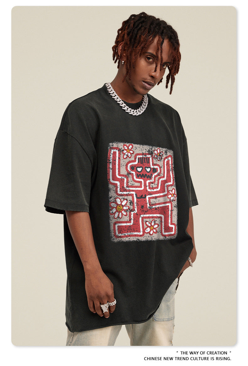 Washed Print Short Sleeve T-Shirt WN7824