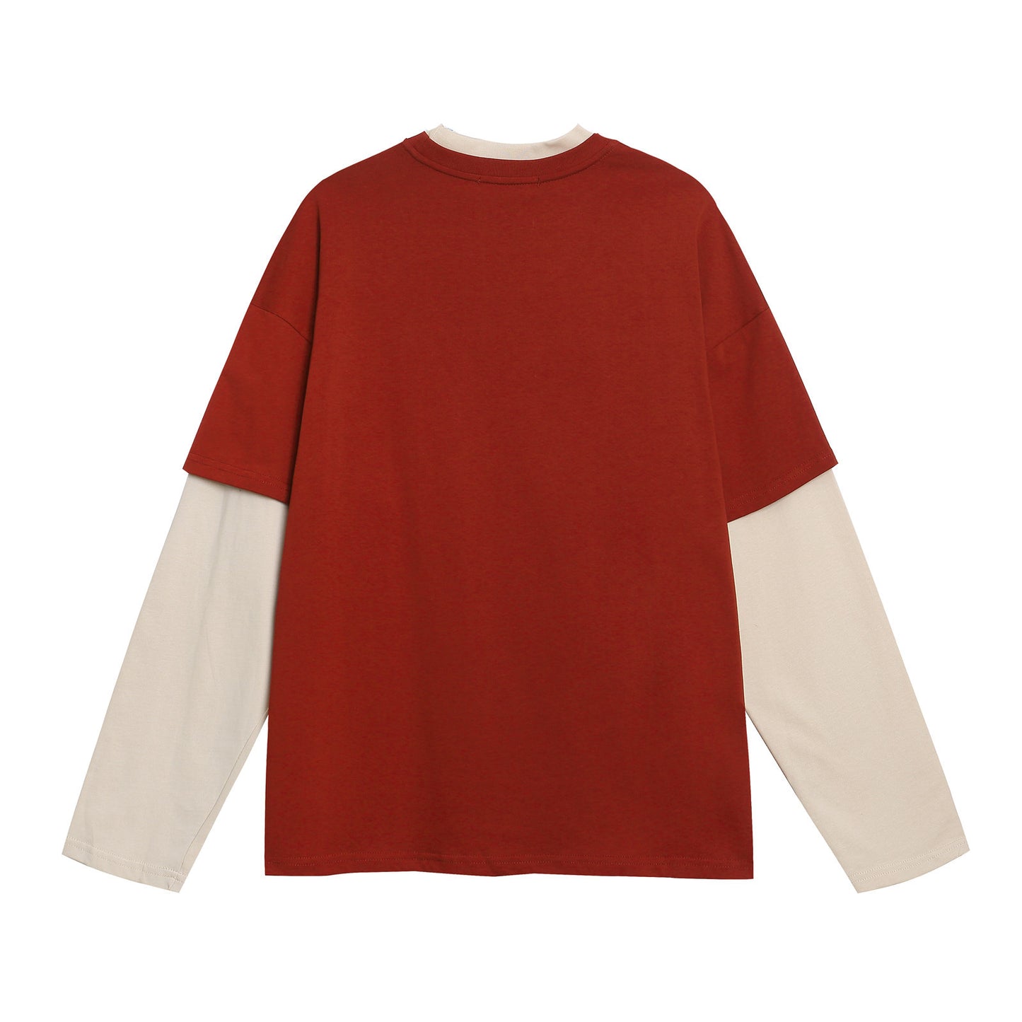 Patchwork Color Block Oversize Long Sleeve T-Shirt WN26936
