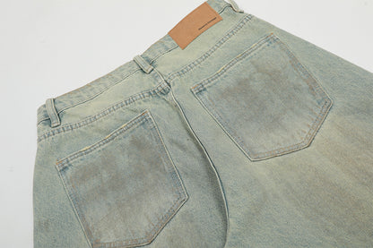 Washed Wide Leg Curved Denim Jeans WN23032