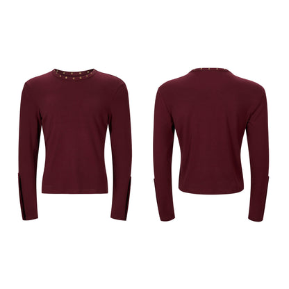 Metal Stud Design Long Sleeve T-Shirt WN21816