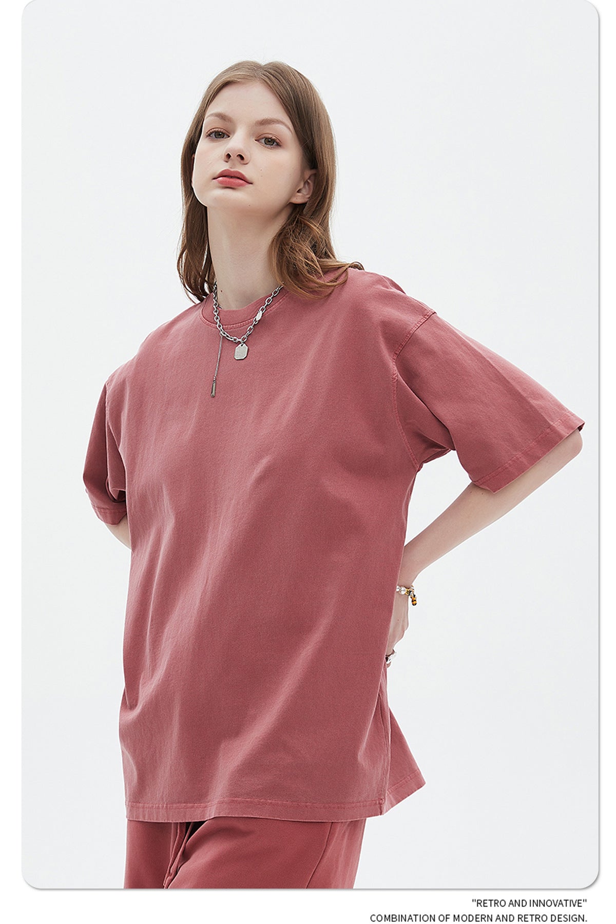 Oversize Washed Short-sleeve-T-shirt & Washed Short Sweatpants Setup WN6633-K