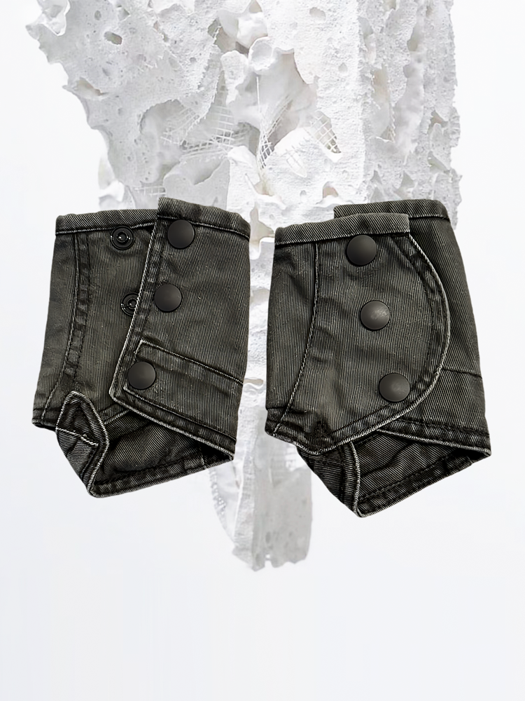 Deconstructed Washed Fingerless Gloves WN21973