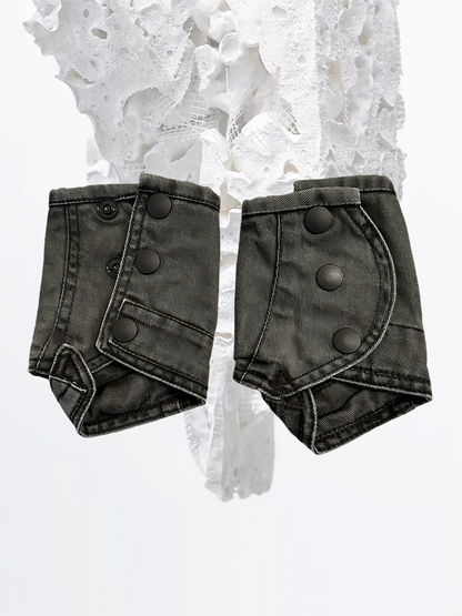 Deconstructed Washed Fingerless Gloves WN21973