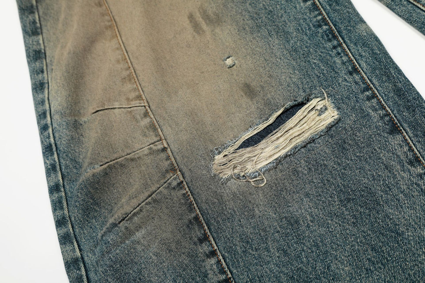 Washed Deconstruction Barrel Denim Jeans WN26067