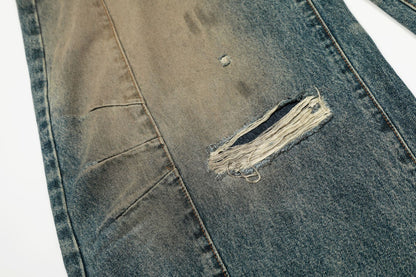 Washed Deconstruction Barrel Denim Jeans WN26067