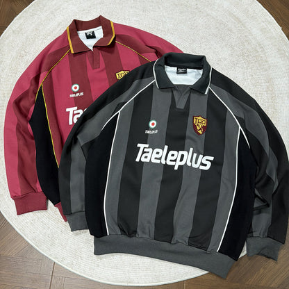 Stripe Patch Embroidery Polo Sweatshirt WN23606