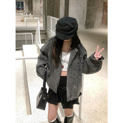 Washed Cross Patch Embroidery Jacket WN23043