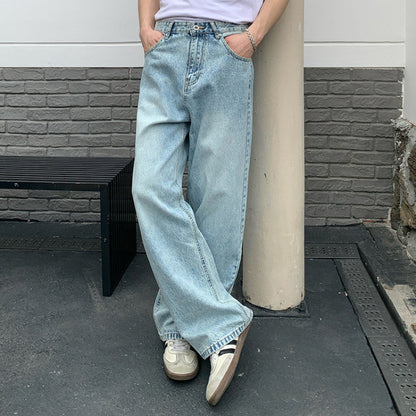 Washed Straight Denim Jeans WN24981