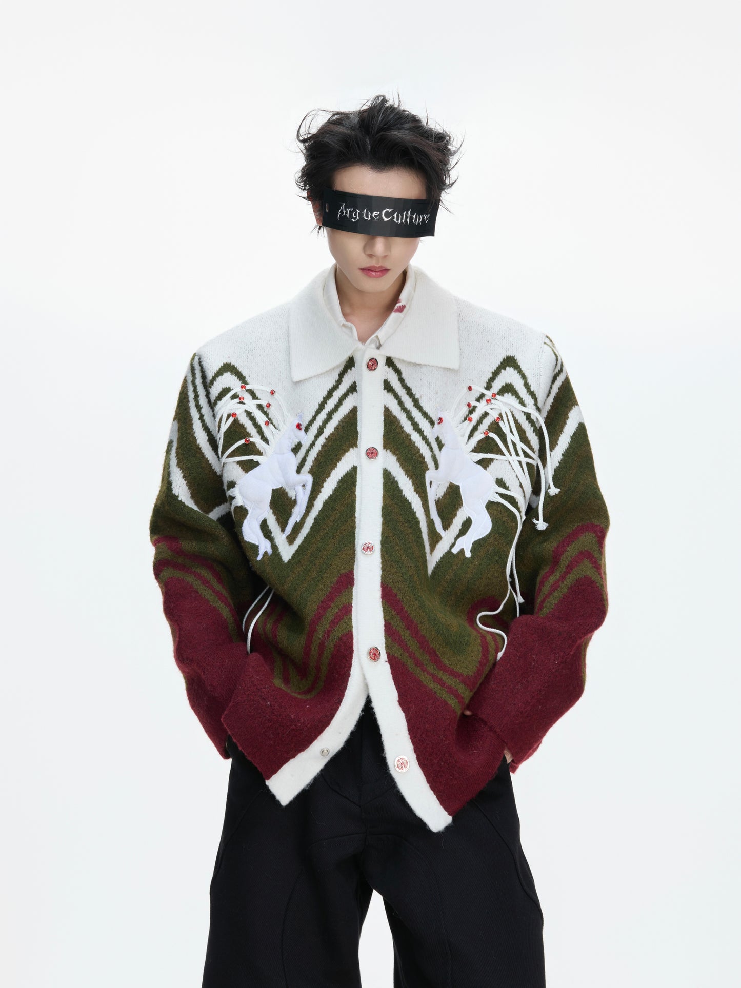 Oversize Polo Collar Knit Cardigan WN22671