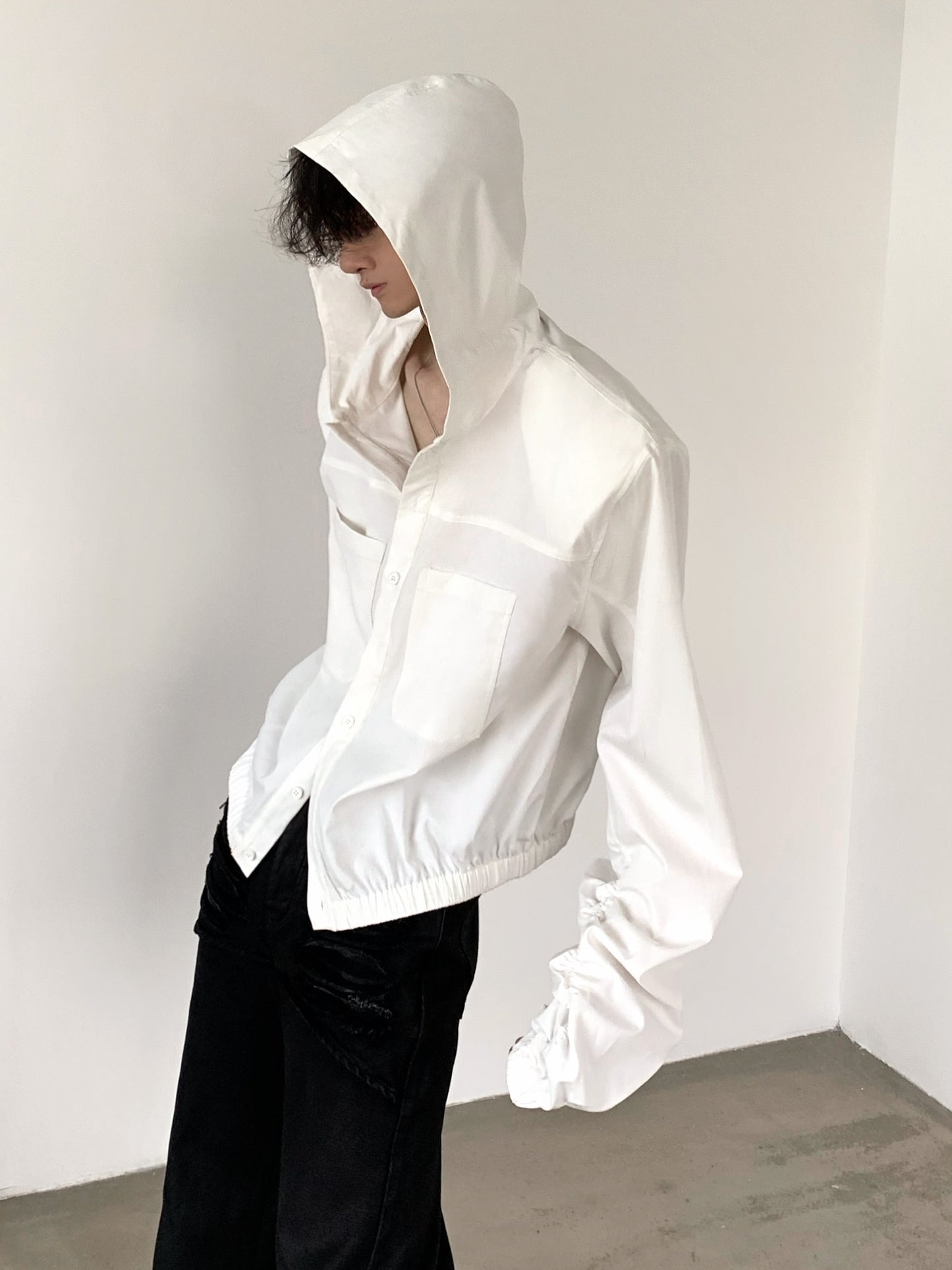 Short Hooded Long Sleeve Shirt WN9148