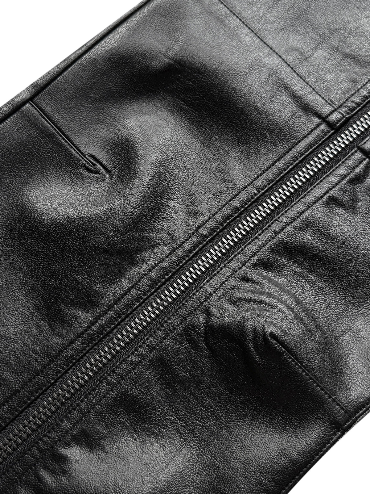 PU Leather Double-Ended Zipper Texture Flare Pants WN27062