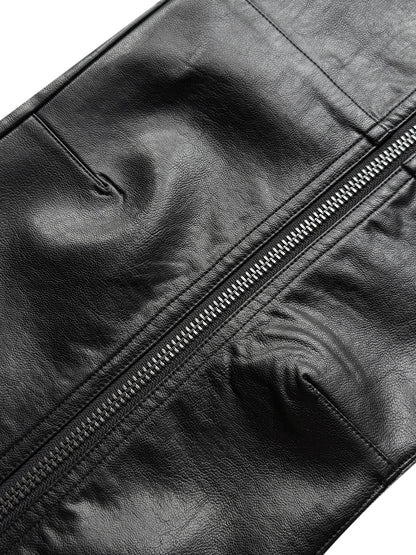 PU Leather Double-Ended Zipper Texture Flare Pants WN27062