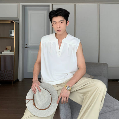 Wrinkle-Free Quick-Dry V-Neck Sleeveless T-Shirt WN20472