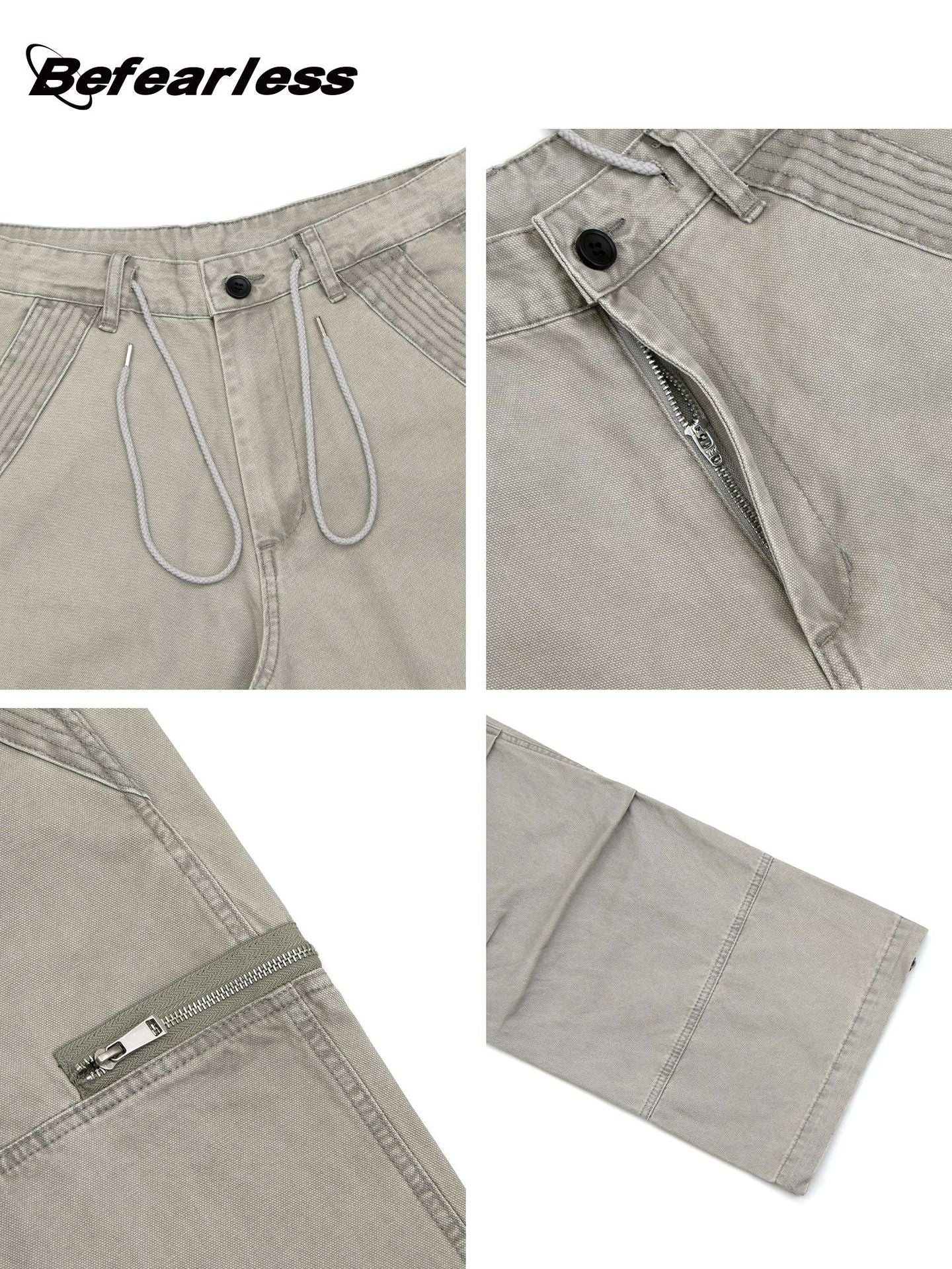 Heavyweight Washed Pleats Wide Leg Cargo Pants WN26307
