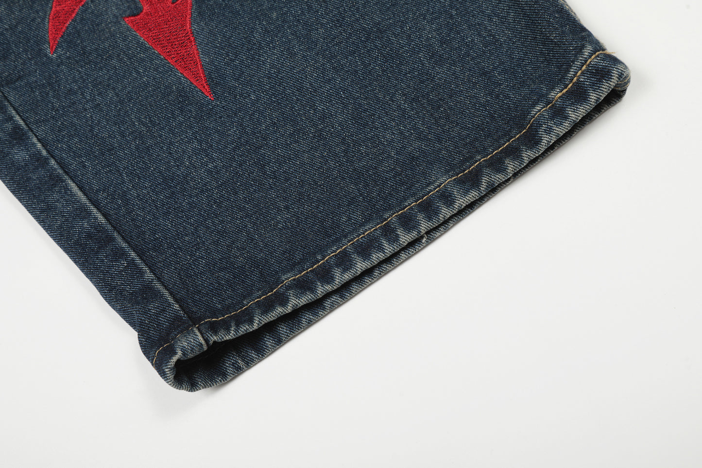 Washed Tribal Print Wide Leg Denim Jeans WN25507