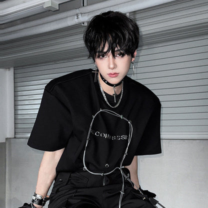 Oversize Letter Print Short Sleeve T-Shirt WN25079