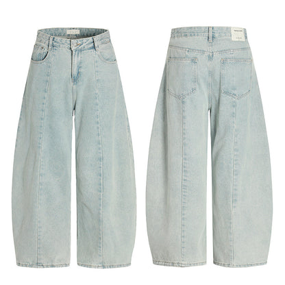 Curved Wide Leg High-Rise Denim Jeans WN18532