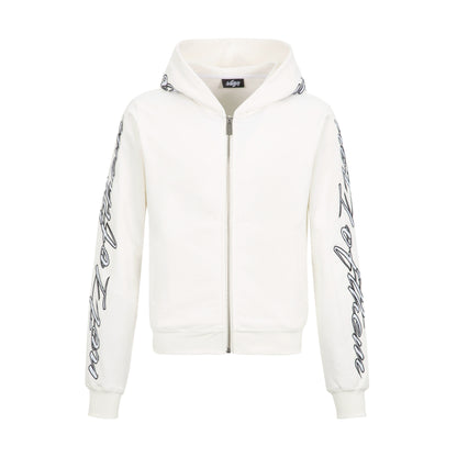 Graphic Applique Embroidery Zipper Hoodie WN20978