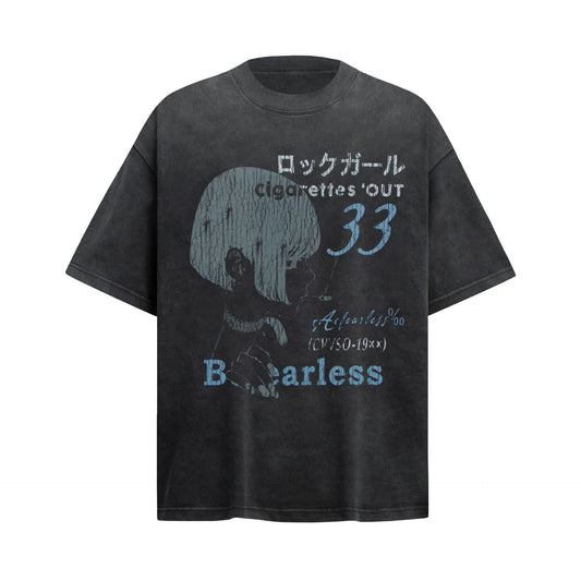 Illustration Letter Print Oversize Short Sleeve T-Shirt WN25944
