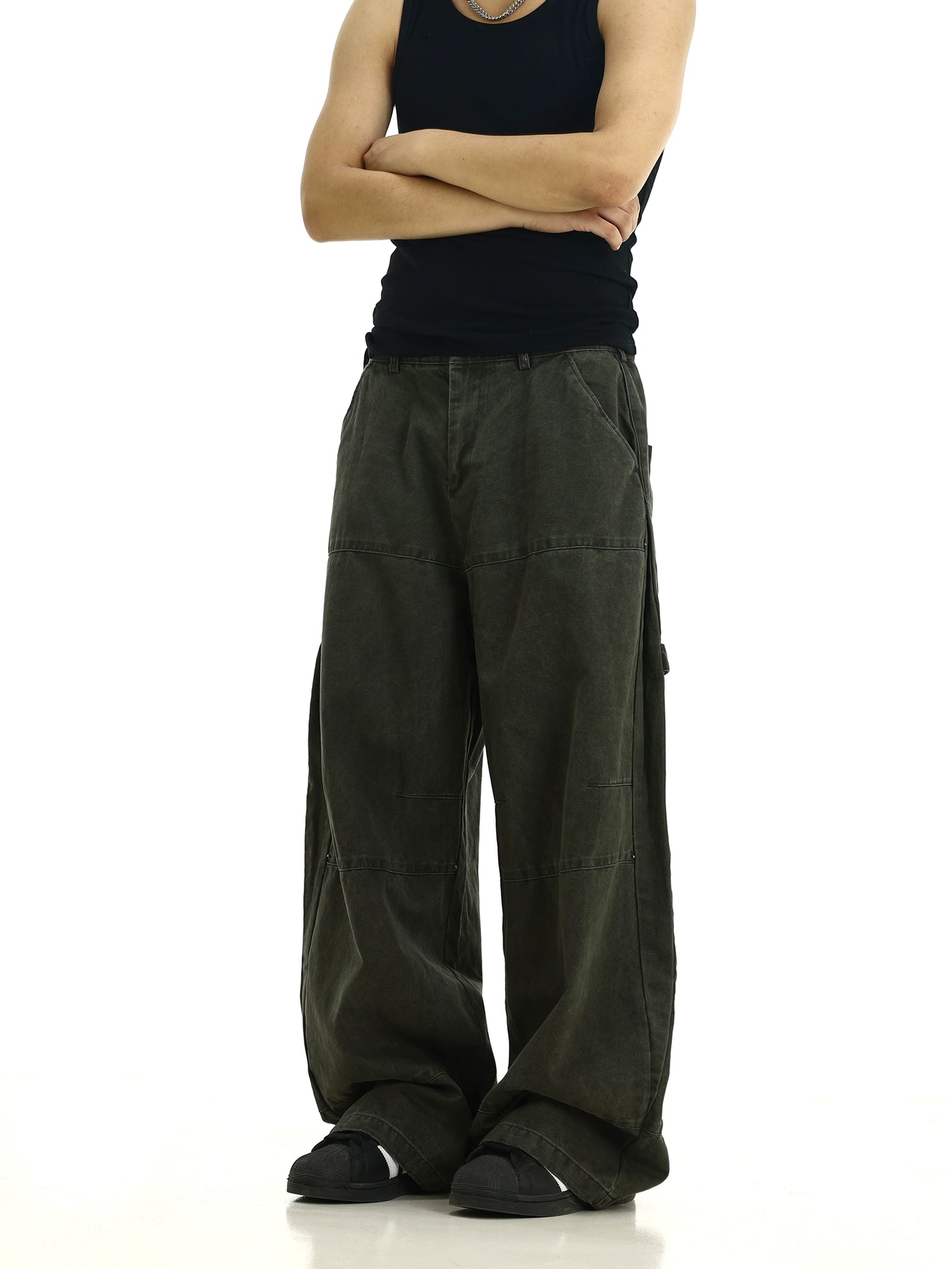 Wide Leg Straight Cargo Pants WN8271