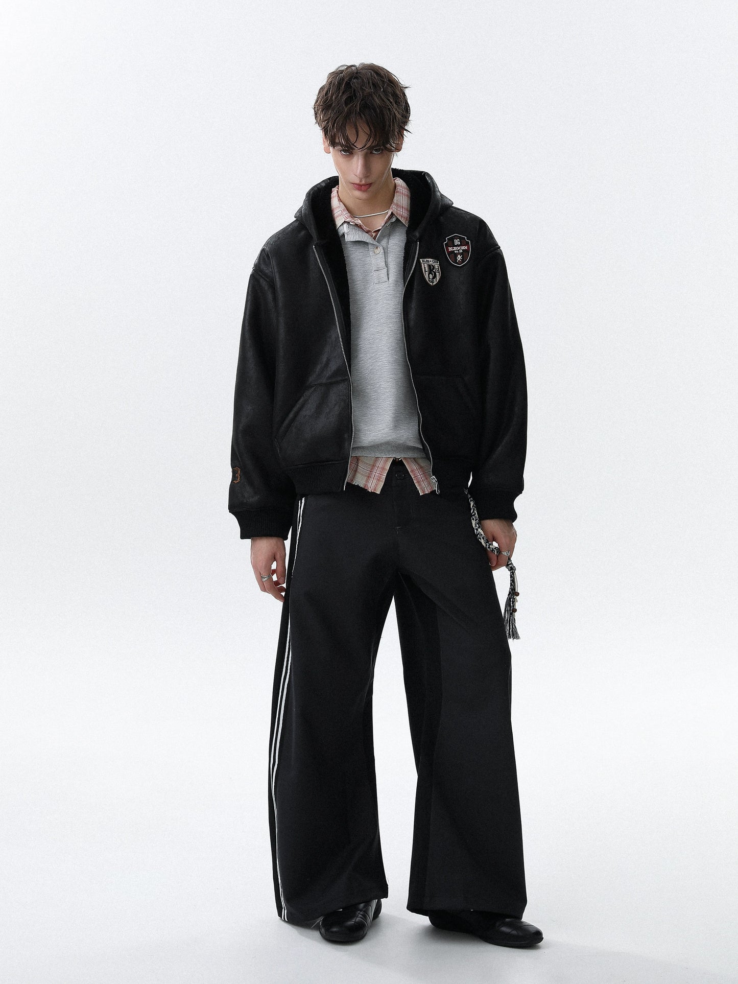 Embroidery Graphic Hooded Zipper Jacket WN22088