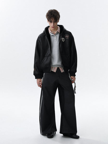 Embroidery Graphic Hooded Zipper Jacket WN22088