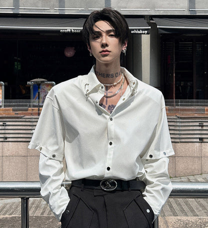 Layered Sleeve Long Sleeve Shirt WN25125
