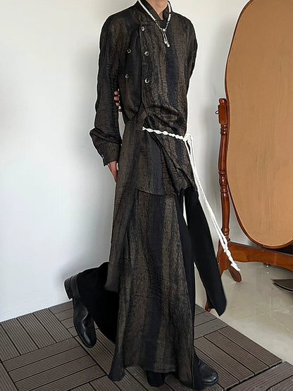 Tie-Dye Pleats Ribbon Long Sleeve Shirt WN19981