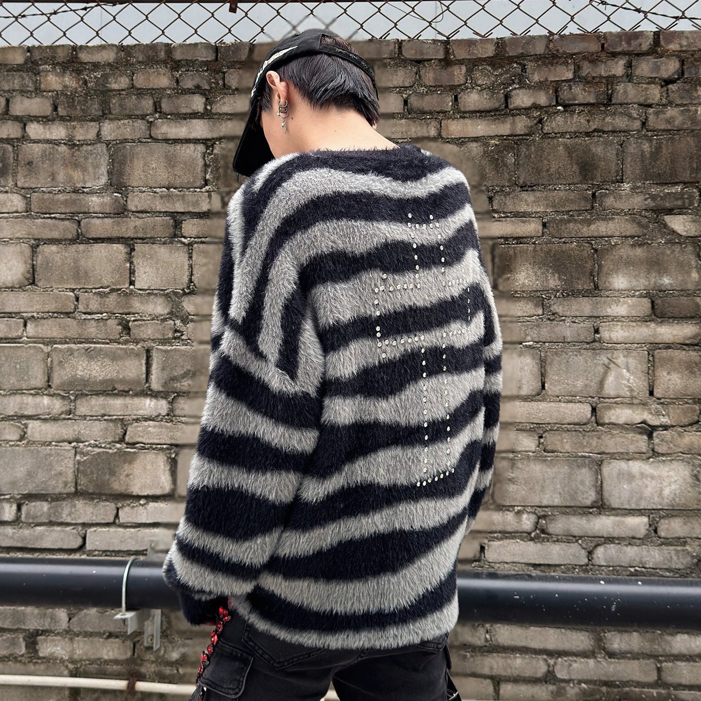 Cross Rhinestone Mohair Oversize Knit Sweater WN22981