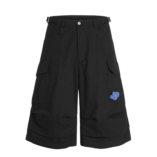 Multi-Pocket Wide Leg Cargo Half Pants WN18574