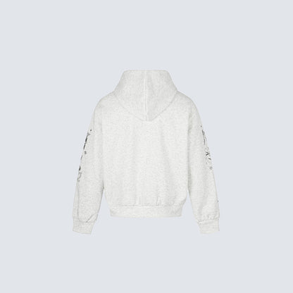 Cross Music-Note Print Drop-Shoulder Oversize Zipper Hoodie WN27937