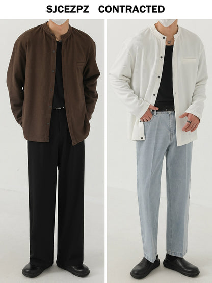 Texture High Neck Long Sleeve Cardigan WN21259