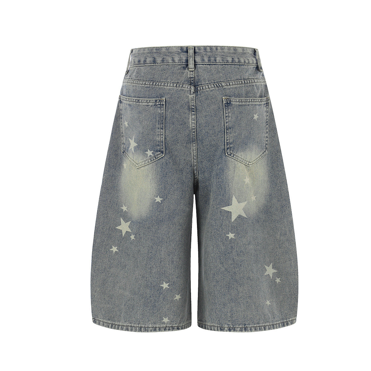 Curved Star Wide Leg Denim Short Pants WN25599