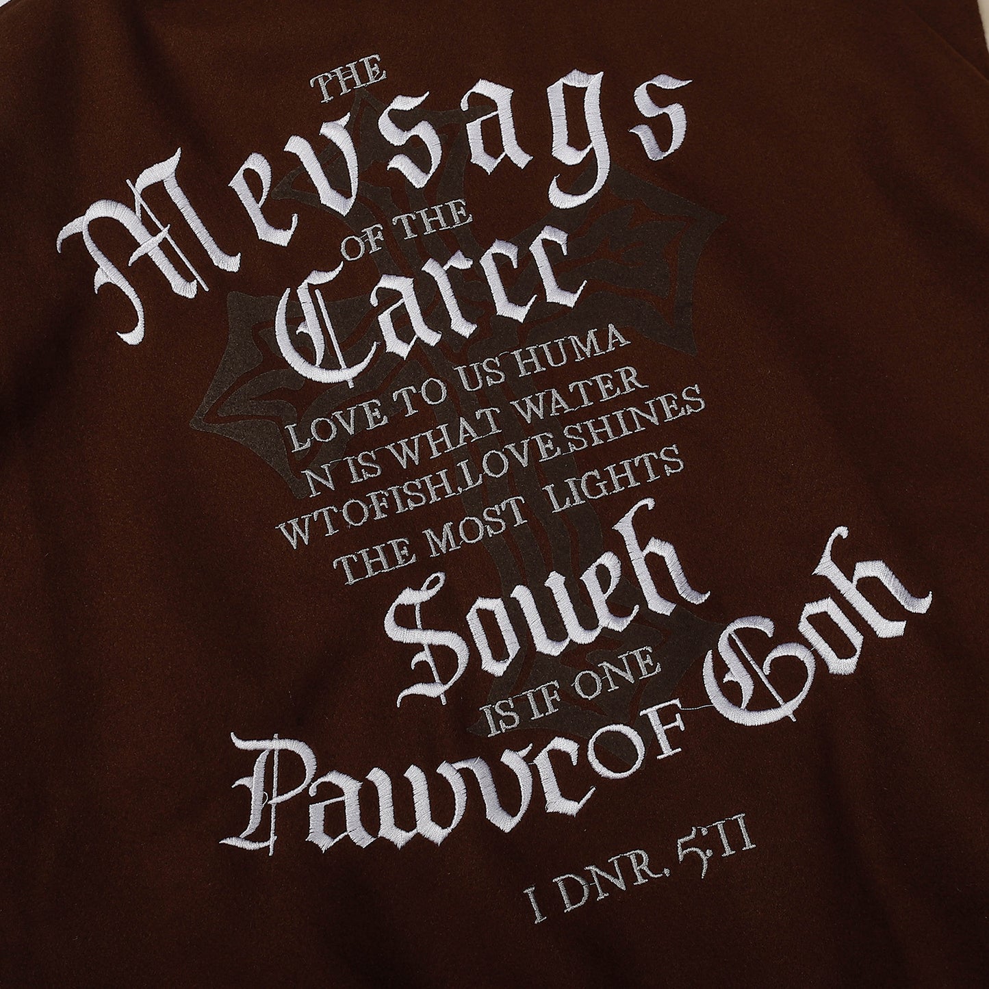 Letter Embroidery PU Leather Patchwork Baseball Jacket WN11573