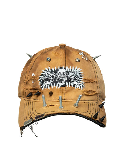 Half-Brim Tie-Dye Rivet Embroidery Curved-Brim Cap WN21140