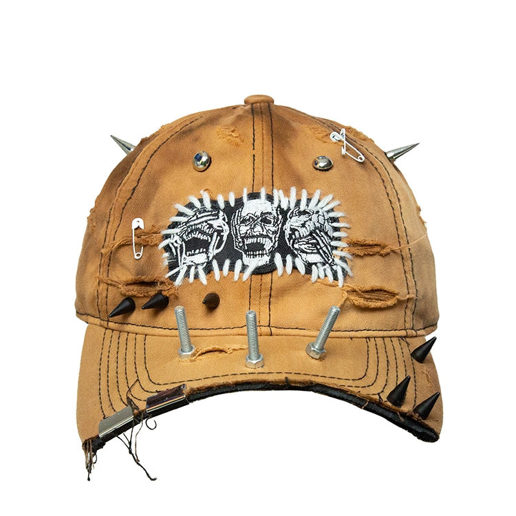 Half-Brim Tie-Dye Rivet Embroidery Curved-Brim Cap WN21140