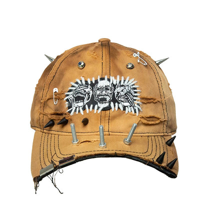 Half-Brim Tie-Dye Rivet Embroidery Curved-Brim Cap WN21140