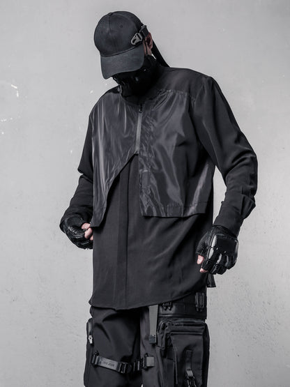 Irregular Fake Layered High Neck Long Sleeve Shirt WN22487