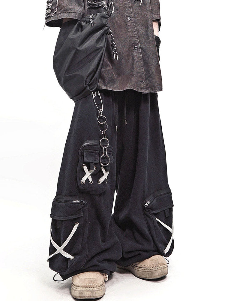 Multi Pocket Wide Leg Cargo Sweatpants WN23982