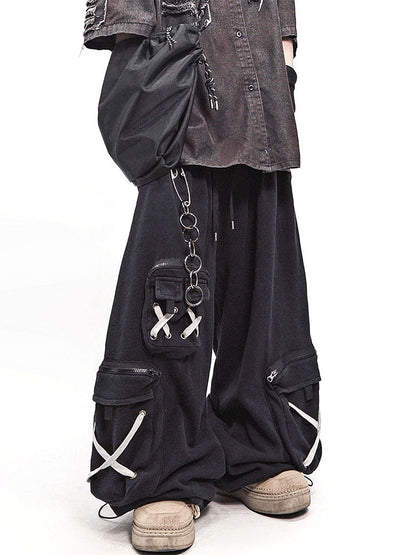 Multi Pocket Wide Leg Cargo Sweatpants WN23982