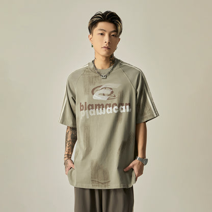 Oversize Washed Graffiti Design Short Sleeve T-shirt WN7734