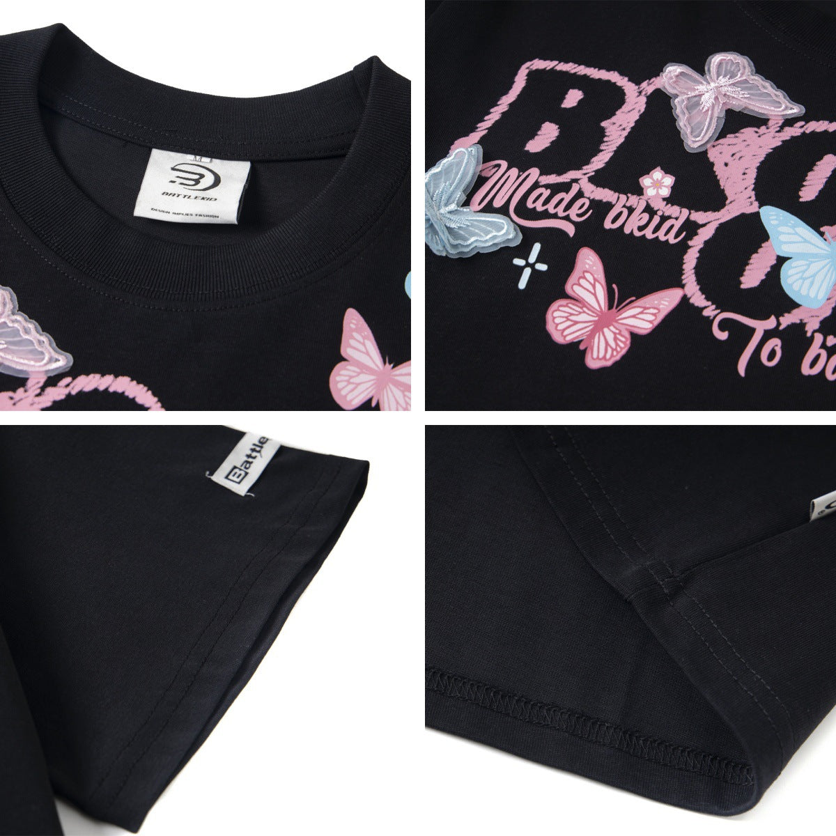 Butterfly Letter Print Oversize Short Sleeve T-Shirt WN26896