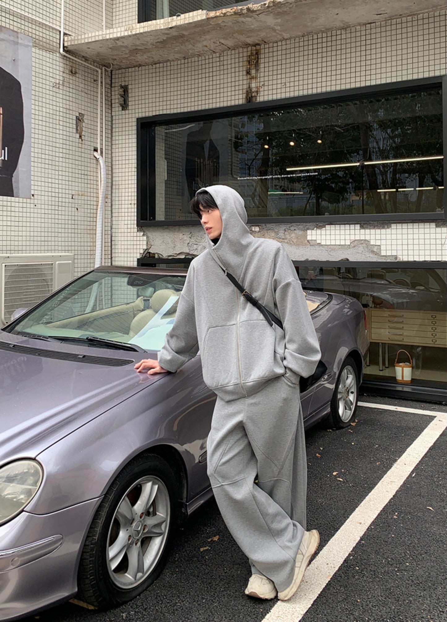 Zipper Hoodie & Wide Leg Sweatpants Setup WN24930