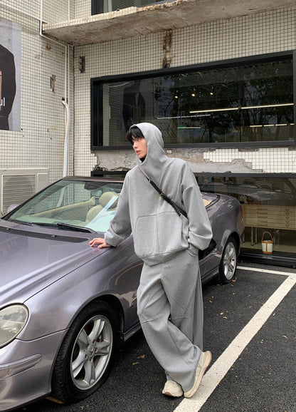 Zipper Hoodie & Wide Leg Sweatpants Setup WN24930