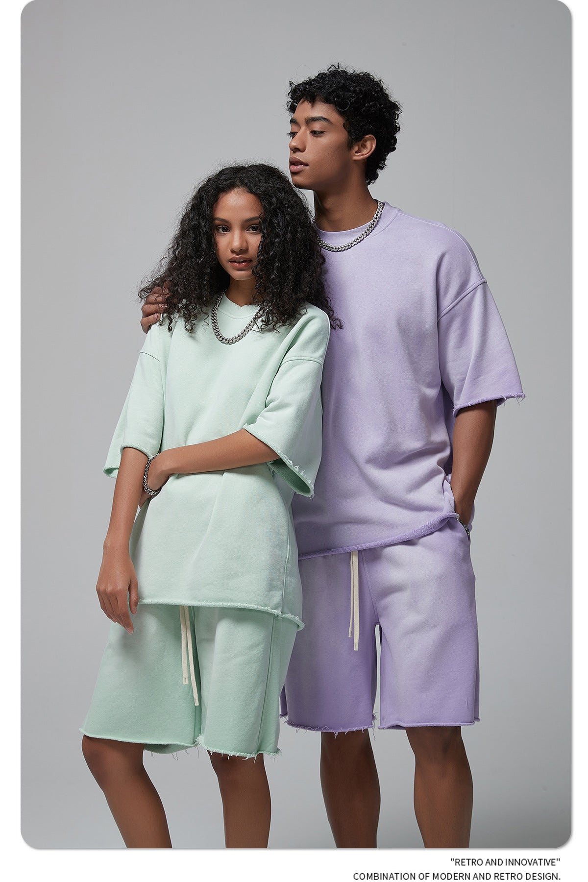 Oversize Spray-dyed Short-sleeve T-shirt & Spray-dyed Short Sweatpants Setup WN6639