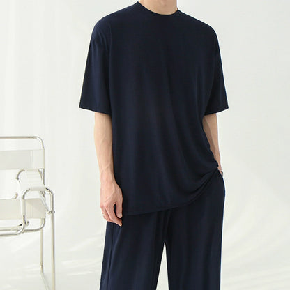 Oversize Drape Short Sleeve T-shirt ＆ Wide-leg Drape Pants Setup WN6730