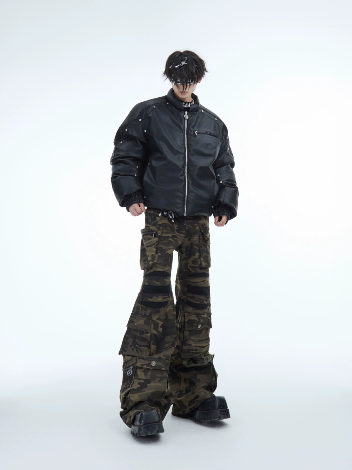 Washed Camouflage Multi-Pocket Cargo Pants WN11627